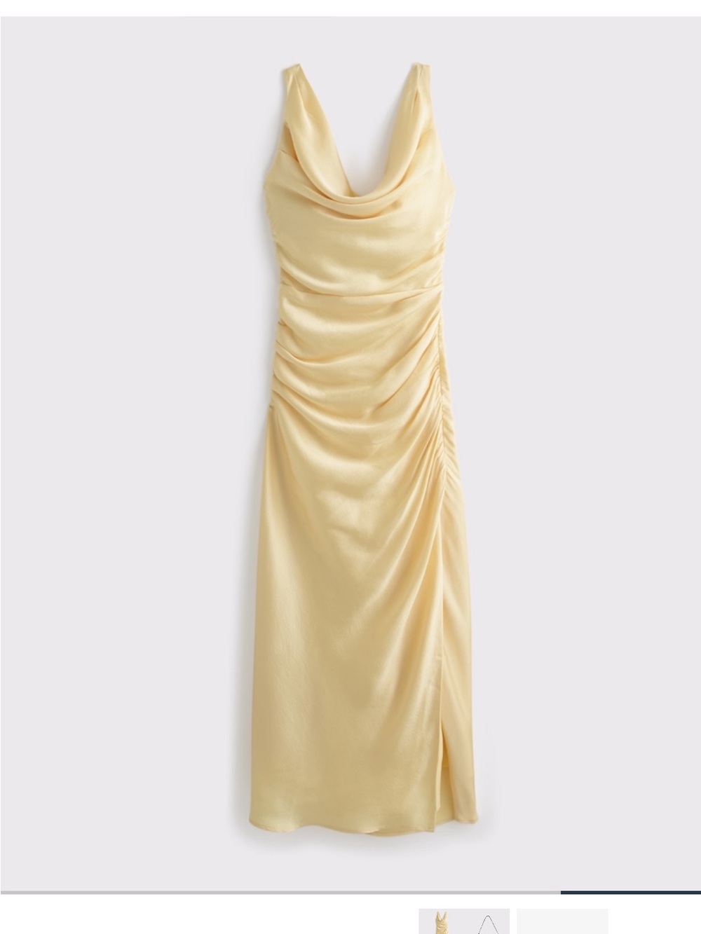 Abercrombie & Fitch Pale Yellow Satin Cowl Neck Maxi Dress